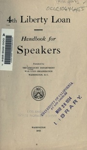 4th Liberty Loan : Handbook For Speakers