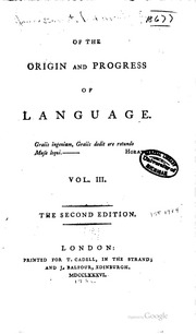 Of The Origin And Progress Of Language