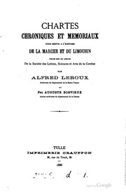 Chartes, chroniques et mémoriaux, pour servir à l'histoire de la Marche et du Limousin