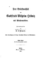 Der Briefwechsel Von Gottfried Wilhelm Leibniz Mit Mathematikern. Erster Band