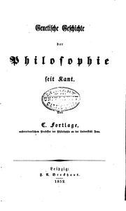 Genetische Geschichte Der Philosophie Seit Kant