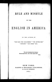 Rule And Misrule Of The English In America