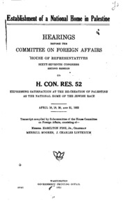 Establishment Of A National Home In Palestine: Hearings Before The Committee ...