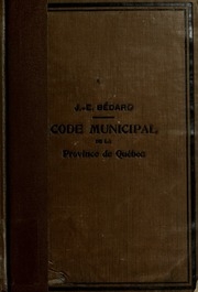Code municipal de la province de Québec annoté