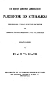Die beiden ältesten lateinischen fabelbücher des mittelalters:
