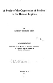 A Study Of The Cognomina Of Soldiers In The Roman Legions