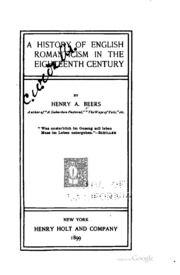 A History Of English Romanticism In The Eighteenth Century