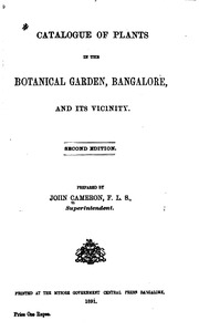 Catalogue Of Plants In The Botanical Garden. Bangalore, And Its Vicinity