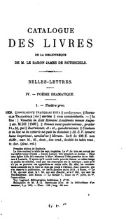 Catalogue de livres composant la bibliothéque de feu M. le baron James de Rothschild