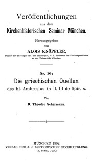 Die Griechischen Quellen Des Hl. Ambrosius In 11. Iii De Spir. S