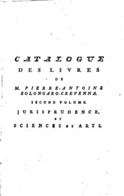 Catalogue des livres de la bibliothéque de M. Pierre Antoine Bolongaro-Crevenna