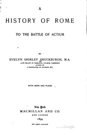 A History Of Rome To The Battle Of Actium;