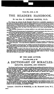 A Dictionary Of Miracles, Imitative, Realistic, And Dogmatic