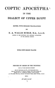 Coptic Apocrypha In The Dialect Of Upper Egypt;