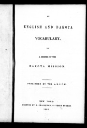 An English And Dakota Vocabulary