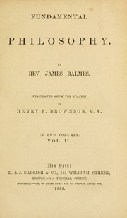 Fundamental Philosophy By James Balmes
