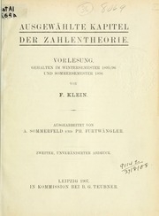 Ausgewählte Kapitel der Zahlentheorie. Ausgearb. von A. Sommerfeld und P. Furtwängler. 2. unveränderter Abdruck