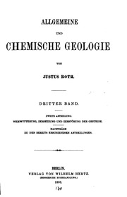 Allgemeine Und Chemische Geologie