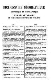 Dictionnaire géographique, historique et biographique : d'Indre-et-Loire et de l'ancienne province de Touraine