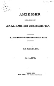 Anzeiger der Kaiserlichen Akademie der Wissenschaften، Mathematisch-Naturwissenschaftliche Classe
