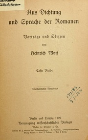 Aus Dichtung und Sprache der Romanen; Vorträge und Skizzen