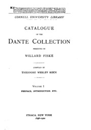 Catalogue Of The Dante Collection Presented By Willard Fiske