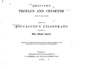 Chaucer's Troylus And Cryseyde (from The Harl. Ms. 3943) Compared With Boccaccio's Filostrato