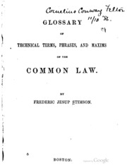 Glossary Of Technical Terms, Phrases, And Maxims Of The Common Law