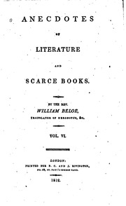 Anecdotes Of Literature And Scarce Books