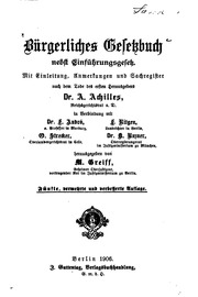 Bürgerliches gesetzbuch, nebst einführungsgesetz
