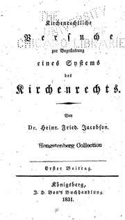 Kirchenrechtliche versuche zur begründung eines systems des kirchenrechts