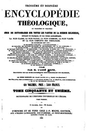 Encyclopédie théologique, ou Série de dictionnaires sur toutes les parties de la science religieuse ..