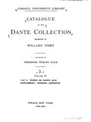 Catalogue Of The Dante Collection Presented By Willard Fiske
