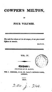 Cowper's Milton [the Poetical Works, With Life, Notes And Tr. By W. Cowper. Ed. By W. Hayley].