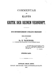 Commentar Zu Kants Kritik Der Reinen Vernunft