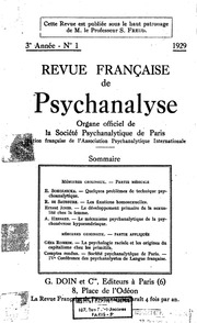 Revue Française de Psychanalyse III. 1929 No.1