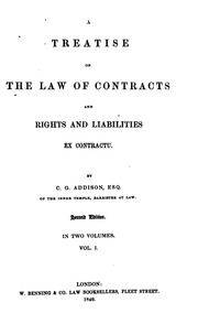 A Treatise On The Law Of Contracts And Rights And The Liabilities Ex Contractu