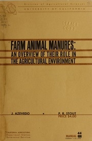 Farm Animal Manures; An Overview Of Their Role In The Agricultural Environment
