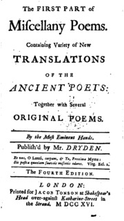 The First (-sixth) Part Of Miscellany Poems, Publ. By Mr. Dryden