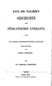 Geschichte der südslawischen Literatur; aus dessen handschriftlichem Nachlasse;