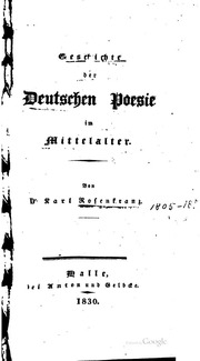 Geschichte Der Deutschen Poesie Im Mittelalter