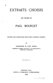 Extraits choisis des œuvres de Paul Bourget;