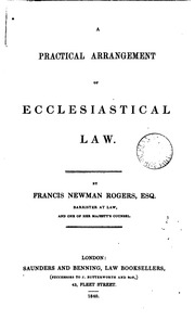 A Practical Arrangement Of Ecclesiastical Law