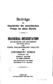 Beiträge zur geschichte der periodischen presse im alten Zürich ..