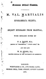 Epigrammata Selecta: Select Epigrams From Martial