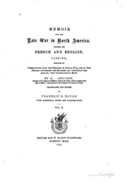 Memoir Upon The Late War In North America, Between The French And English 1755-60;