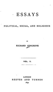 Essays Political, Social, And Religious : By Richard Congreve
