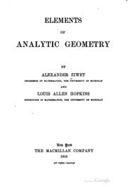 Elements Of Analytic Geometry