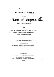 Commentaries On The Laws Of England : In Four Books