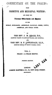 A Commentary on the Psalms from primitive and mediæval writers